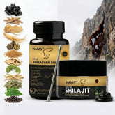 HAMS Pure Himalayan Shilajit Resin & Ashwagandha Combo Pack (Pack of 2) - Authentic Mumijo with 84+ Trace Minerals, Fulvic Acid & Elemental Gold, High Potency, Lab Tested, Vegan, 90g