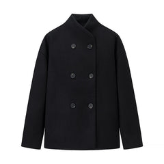 New Women's Clothing Versatile Ins Two-tone Woolen Coat