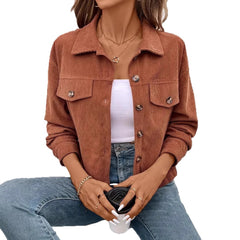 Women's Casual Long Sleeve Shirt Coat Button Jacket Retro Artistic
