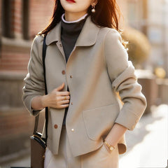 Elegant Women's Single-Breasted Raglan Sleeve Coat With Button & Pocket Details - Retro Style Casual Jacket