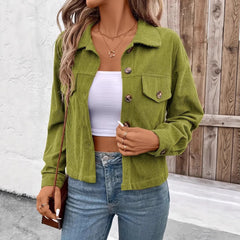 Women's Casual Long Sleeve Shirt Coat Button Jacket Retro Artistic