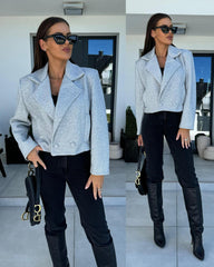 British Personalized Women's Suit Collar Woolen Jacket