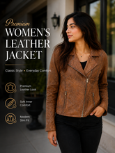 HAMS™ Women's Genuine Cow Leather Biker Jacket – Premium Slim Fit Motorcycle Leather Coat