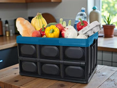 45L Collapsible Storage Bins for Car Trunk, Plastic Folding Storage Basket with Handles for Organizing and Storing, Black