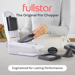 Fullstar Pro Original Vegetable Chopper - Chopper and Spiralizer - Food Chopper with Container, Fruit Cutter, Onion Dicer - All-in-One Prep Tool - Kitchen Gadgets and Gifts (4 in 1, White)