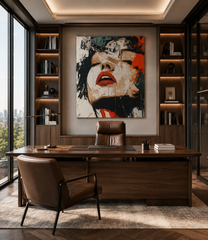 Abstract Woman Face Canvas Painting – Contemporary Modern Portrait Wall Art | Handmade Textured Statement Artwork