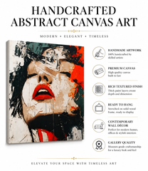 Abstract Woman Face Canvas Painting – Contemporary Modern Portrait Wall Art | Handmade Textured Statement Artwork