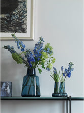 Holmegaard Flora Vase, Dark Blue, 9.4" H x 6.7" D, Designed by Less Limits v/Louise Campbell, Gift Box Included