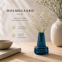 Holmegaard Flora Vase, Dark Blue, 4.7" H x 3.3" D, Designed by Less Limits v/Louise Campbell, Gift Box Included