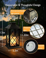 TAKE ME 14" Solar Lanterns Outdoor Waterproof Garden Lanterns Flameless Candle Mission Lights for Table,Outdoor,Party Mothers Day Gifts ( 2 Packs Brush-Painted Antique Gold Color)