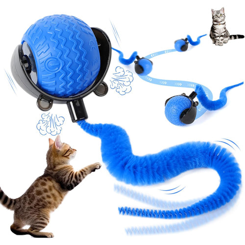 Interactive Cat Toy Ball with Feather Tail