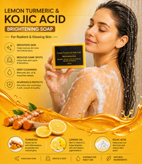 Lemon Turmeric & Kojic Acid Brightening Soap – 3-Pack | Deep Cleansing Bar for Face & Body | Helps Brighten Skin, Even Skin Tone & Reduce the Appearance of Dark Spots | 3 × 3.52 oz