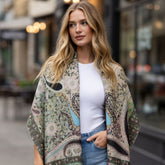 Premium Paisley Wool Shawl for Women – Elegant Printed Winter Wrap with Fringed Edges