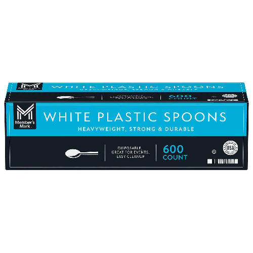 Member's Mark Heavyweight White Plastic Spoons, 600 ct