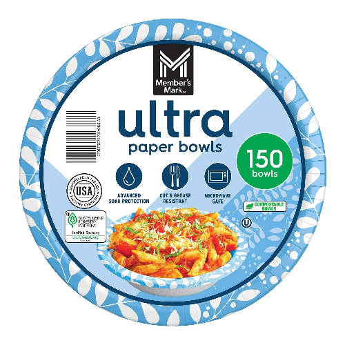 Member's Mark Ultra Paper Bowls, 20 oz, 150 ct