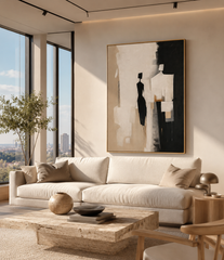Modern Abstract Figure Canvas Wall Art | Minimalist Contemporary Canvas Painting | Luxury Neutral Wall Décor | Gallery Framed Artwork