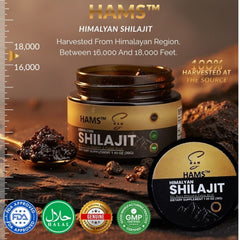 HAMS™ Pure Himalayan Shilajit For Stamina, Muscle Build 75% Fulvic Acid | 85+ Minerals
