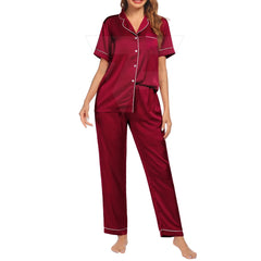 Luxury Women’s 2-Piece Satin Nightwear Set – Soft Flannel Silk Pajama Suit | Quick Dry, Breathable & Comfortable Homewear for Ladies