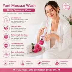Yoni Mousse Wash | pH-Balanced Feminine Intimate Cleanser | Gentle Rose Care | 60 ml