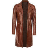 Women’s Full Long Leather Coat