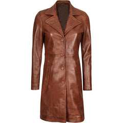 Women’s Full Long Leather Coat