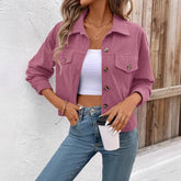 Women's Casual Long Sleeve Shirt Coat Button Jacket Retro Artistic