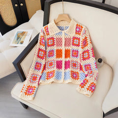 Exquisite Hollow-out Long-sleeve Cardigan Sweater