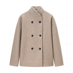 New Women's Clothing Versatile Ins Two-tone Woolen Coat