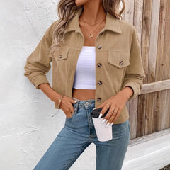 Women's Casual Long Sleeve Shirt Coat Button Jacket Retro Artistic