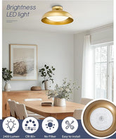 Gold Flush Mount Ceiling Light 2-Pack, 16 Inch LED Light Fixtures, 24W/1300Lm Light Fixtures Ceiling Mount, 5CCT Adjustable,KDCL02-GD-2PK