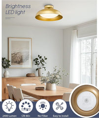kudos Gold Flush Mount Ceiling Light 2-Pack, 16 Inch LED Light Fixtures, 24W/1300Lm Light Fixtures Ceiling Mount, 5CCT Adjustable,KDCL02-GD-2PK