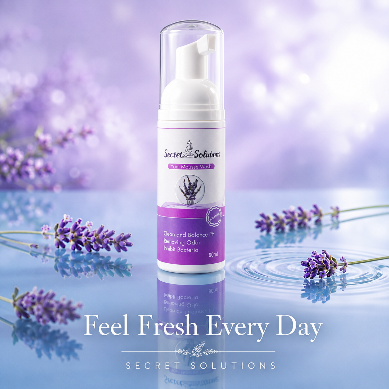 Lavender Yoni Mousse Wash – Gentle Feminine Intimate Cleanser for Daily Freshness | pH Balanced & Botanical Care | 60ml