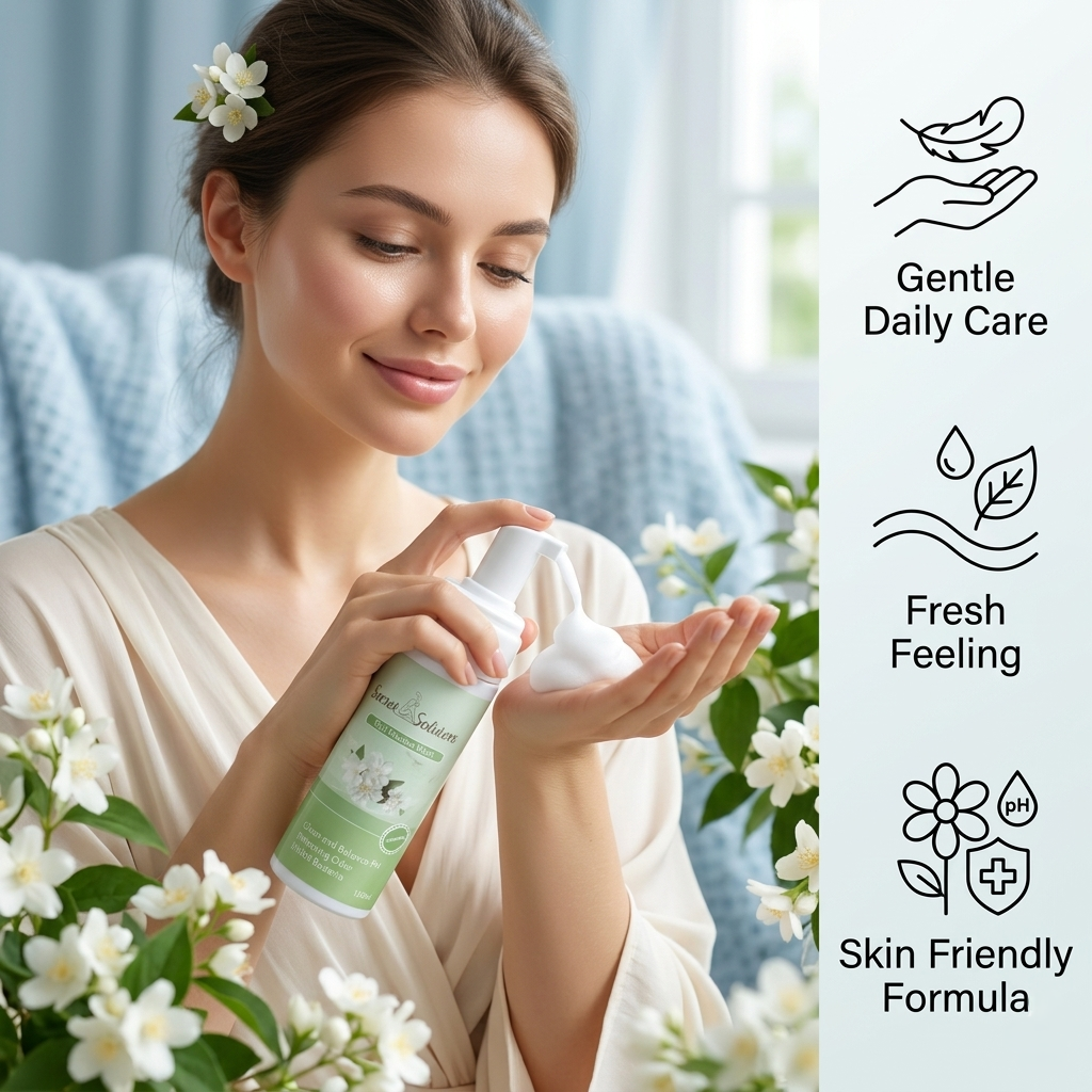 Yoni Mousse Wash – Jasmine Daily Feminine Care Foam Cleanser, pH Balanced Gentle Intimate Wash, Odor Protection, Soft Foam Formula