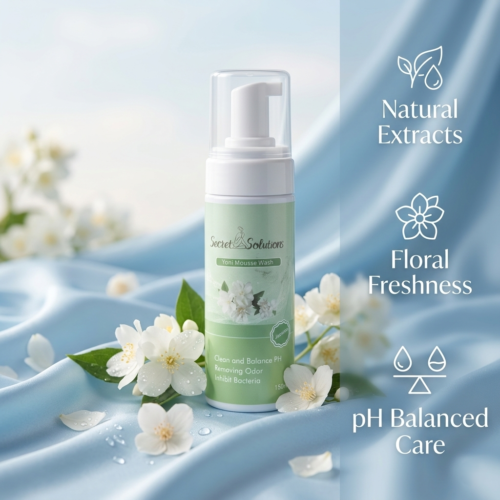Yoni Mousse Wash – Jasmine Daily Feminine Care Foam Cleanser, pH Balanced Gentle Intimate Wash, Odor Protection, Soft Foam Formula