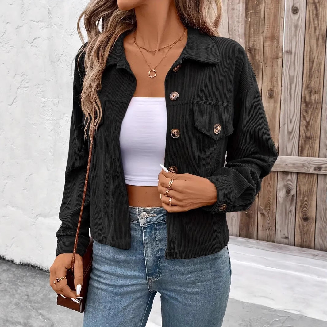 Women's Casual Long Sleeve Shirt Coat Button Jacket Retro Artistic