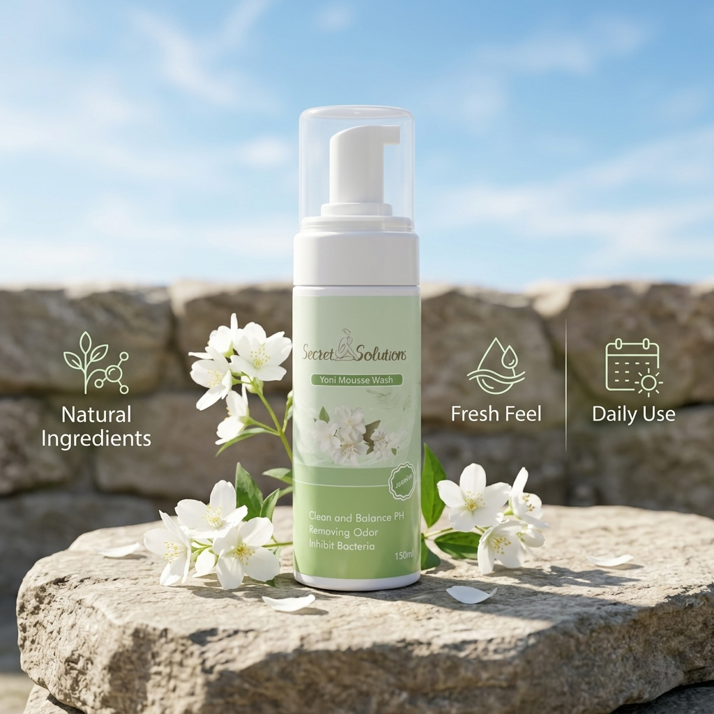 Yoni Mousse Wash – Jasmine Daily Feminine Care Foam Cleanser, pH Balanced Gentle Intimate Wash, Odor Protection, Soft Foam Formula