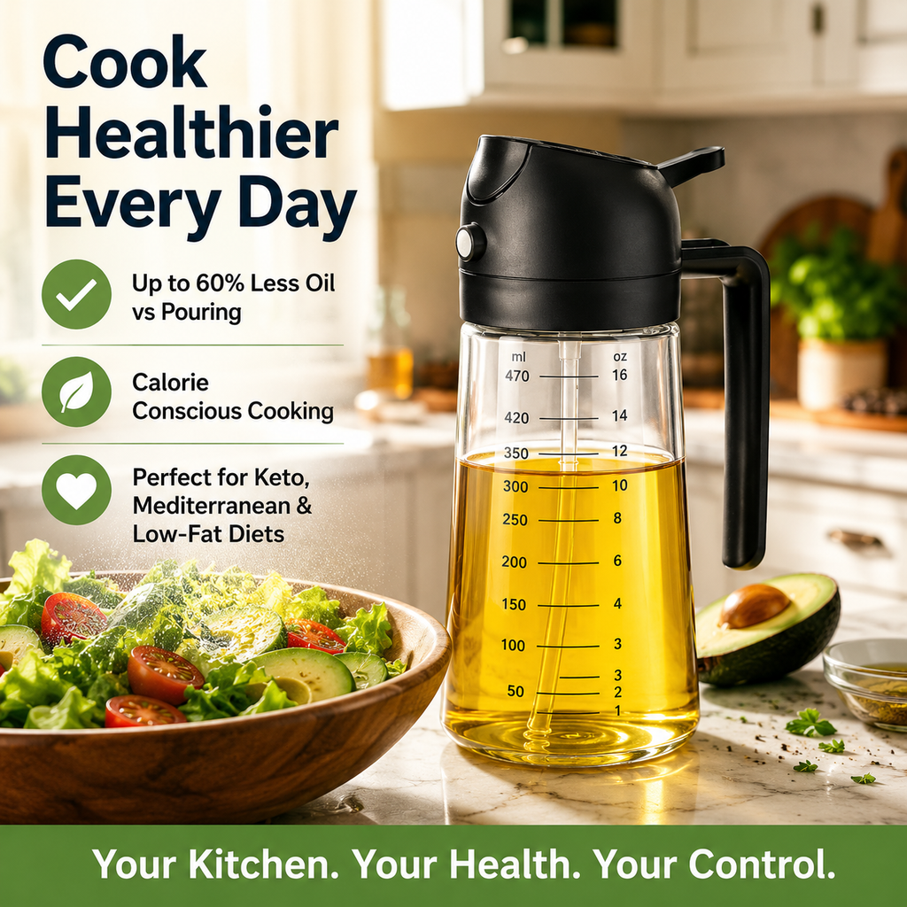 2-Pack 16 oz Olive Oil Sprayer and Dispenser Bottles – 2-in-1 Spray & Pour