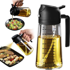 2-in-1 Olive Oil Sprayer for Cooking, Pack of 2 (16oz Each), Light-Proof Oil Dispenser Bottles, Leak-Proof Oil Spray Bottles for Air Fryer, Salad Dressing, BBQ, Baking & Grilling – Black & Green