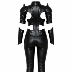 Women's Medieval Warrior Armor Costume – Premium Leather Gothic Knight Armor Set, Handmade Adjustable Cosplay Outfit for LARP, Renaissance Fair, Halloween & Fantasy Events