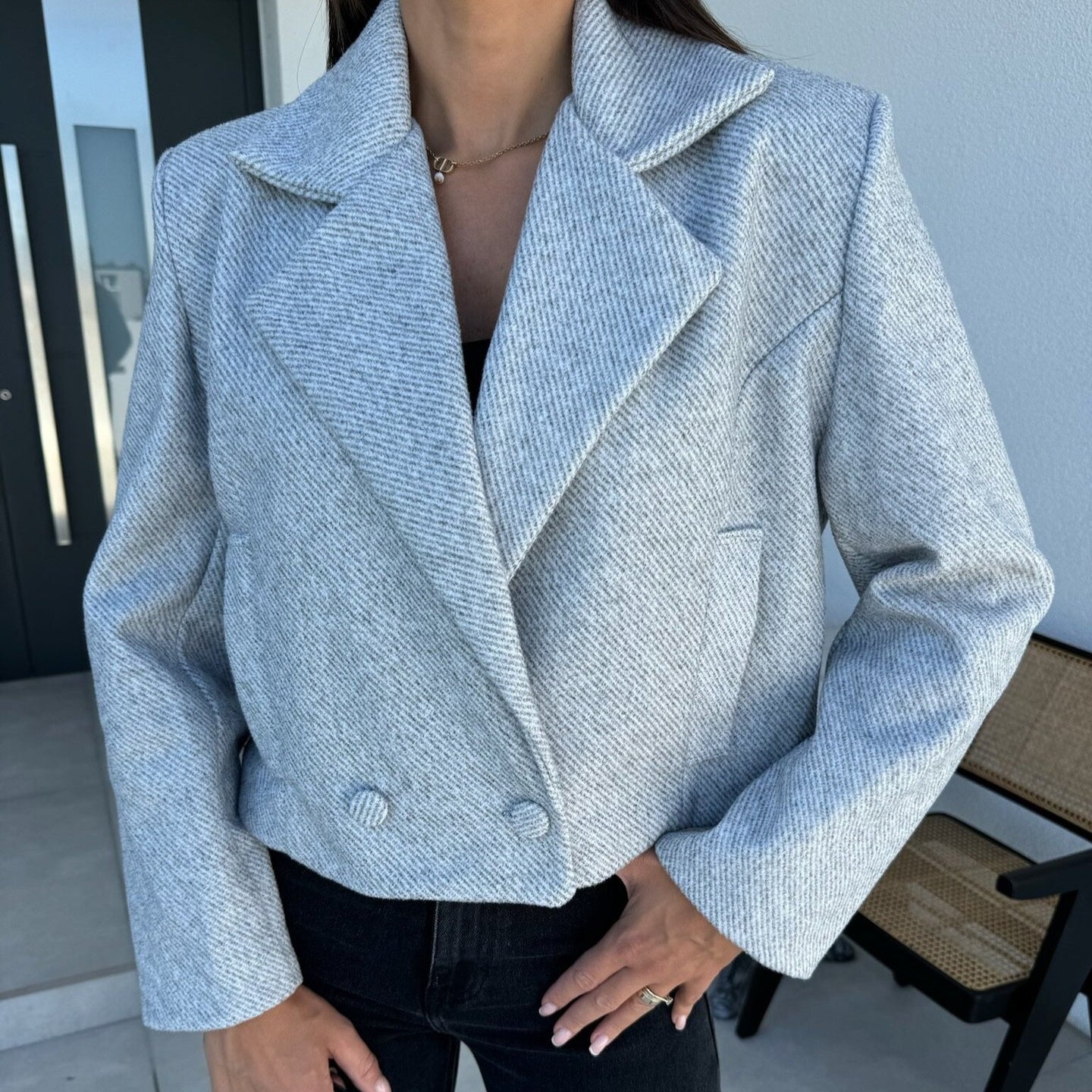 British Personalized Women's Suit Collar Woolen Jacket