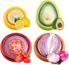 HAMS Silicone Fruit and Vegetable Storage Containers for Fridge, 2 Sets (8-Pack) – Reusable Airtight Produce Savers for Onion, Avocado, Tomato, Lemon & More – Freshness and Kitchen Organization