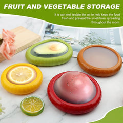 HAMS Silicone Fruit and Vegetable Storage Containers for Fridge, 2 Sets (8-Pack) – Reusable Airtight Produce Savers for Onion, Avocado, Tomato, Lemon & More – Freshness and Kitchen Organization