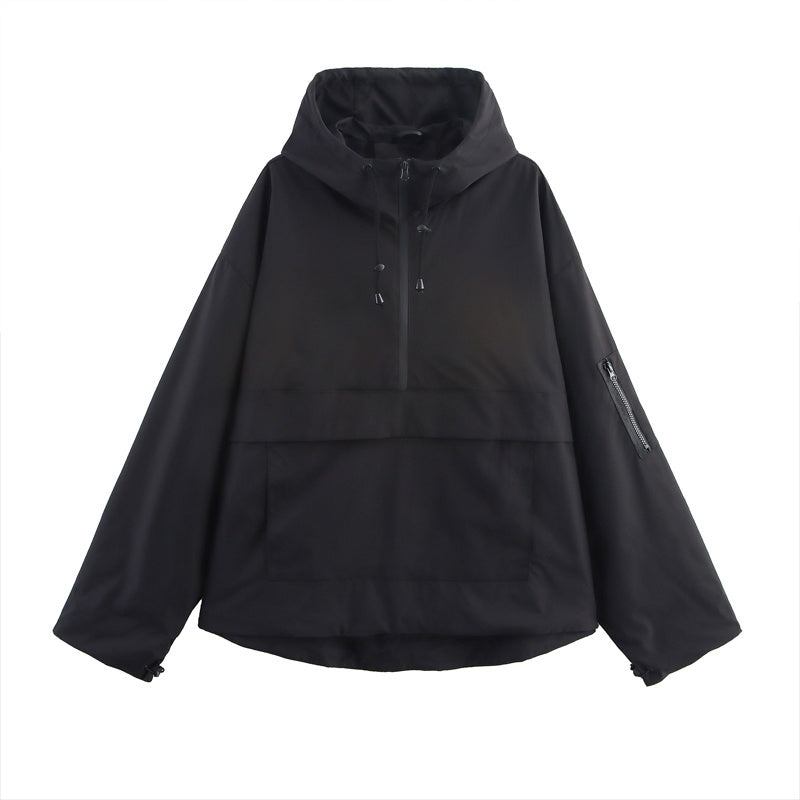 Women's Long Sleeve Zip Hooded Jacket With Pockets - Casual Sporty Windbreaker For Spring&Fall