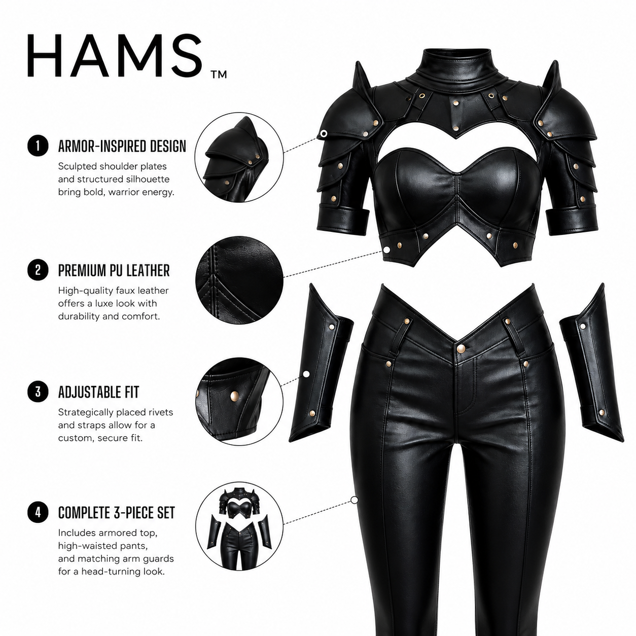 Women's Medieval Warrior Armor Costume – Premium Leather Gothic Knight Armor Set, Handmade Adjustable Cosplay Outfit for LARP, Renaissance Fair, Halloween & Fantasy Events