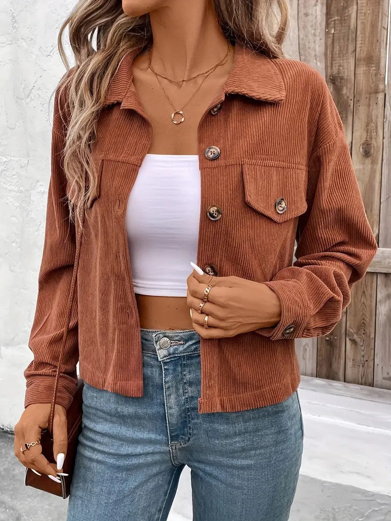 Women's Casual Long Sleeve Shirt Coat Button Jacket Retro Artistic