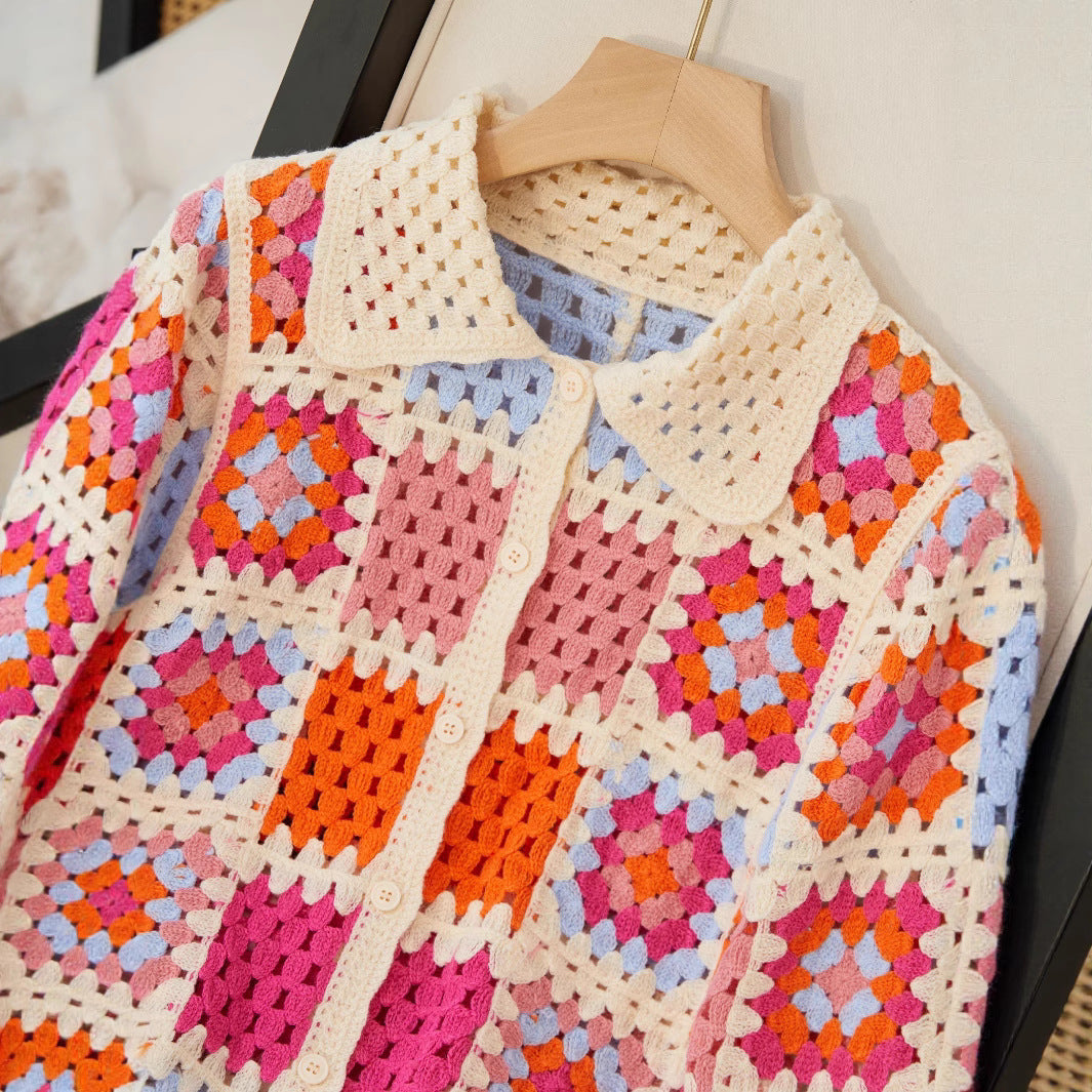 Exquisite Hollow-out Long-sleeve Cardigan Sweater