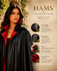 Women's Genuine Cowhide Leather Gothic Cape | Handmade Full Length Leather Cloak | Vampire Cape | Renaissance Medieval Fantasy Costume