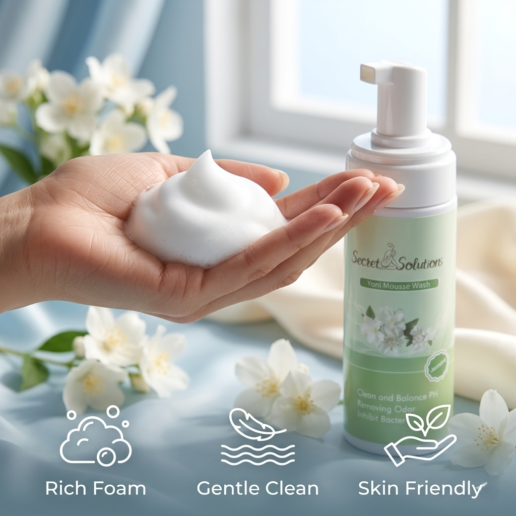 Yoni Mousse Wash – Jasmine Daily Feminine Care Foam Cleanser, pH Balanced Gentle Intimate Wash, Odor Protection, Soft Foam Formula