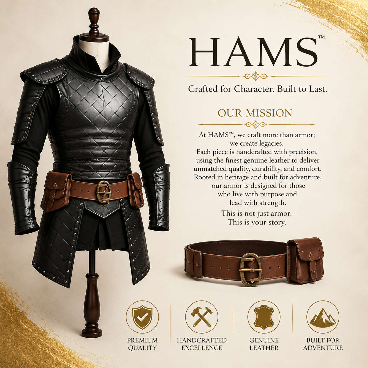 Premium Genuine Cow Leather Medieval Warrior Armor Set for Men