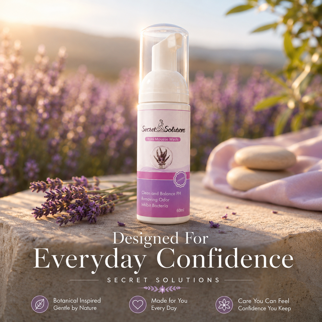 Lavender Yoni Mousse Wash – Gentle Feminine Intimate Cleanser for Daily Freshness | pH Balanced & Botanical Care | 60ml